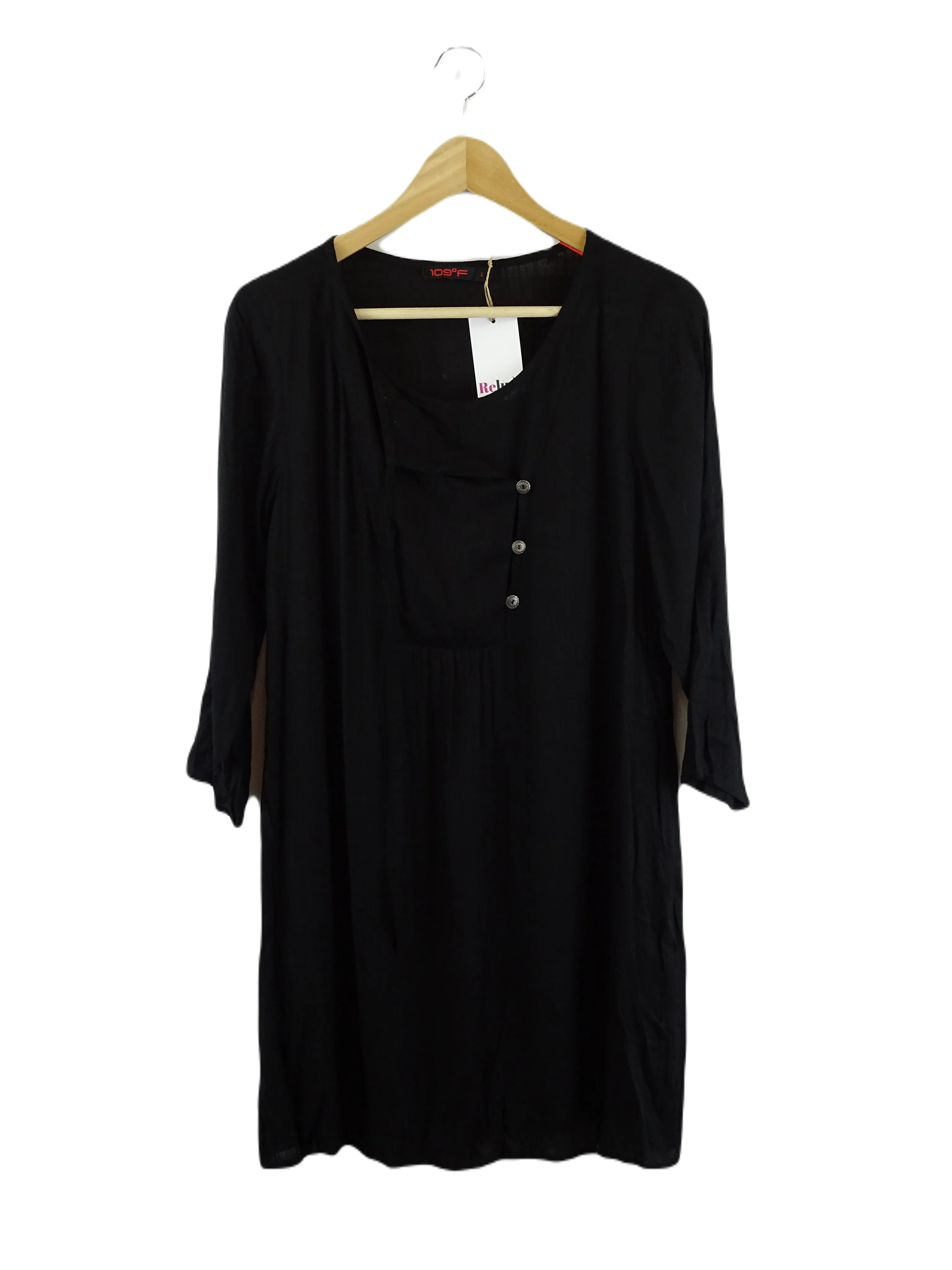 109 F Black Long Sleeve Mini Dress L