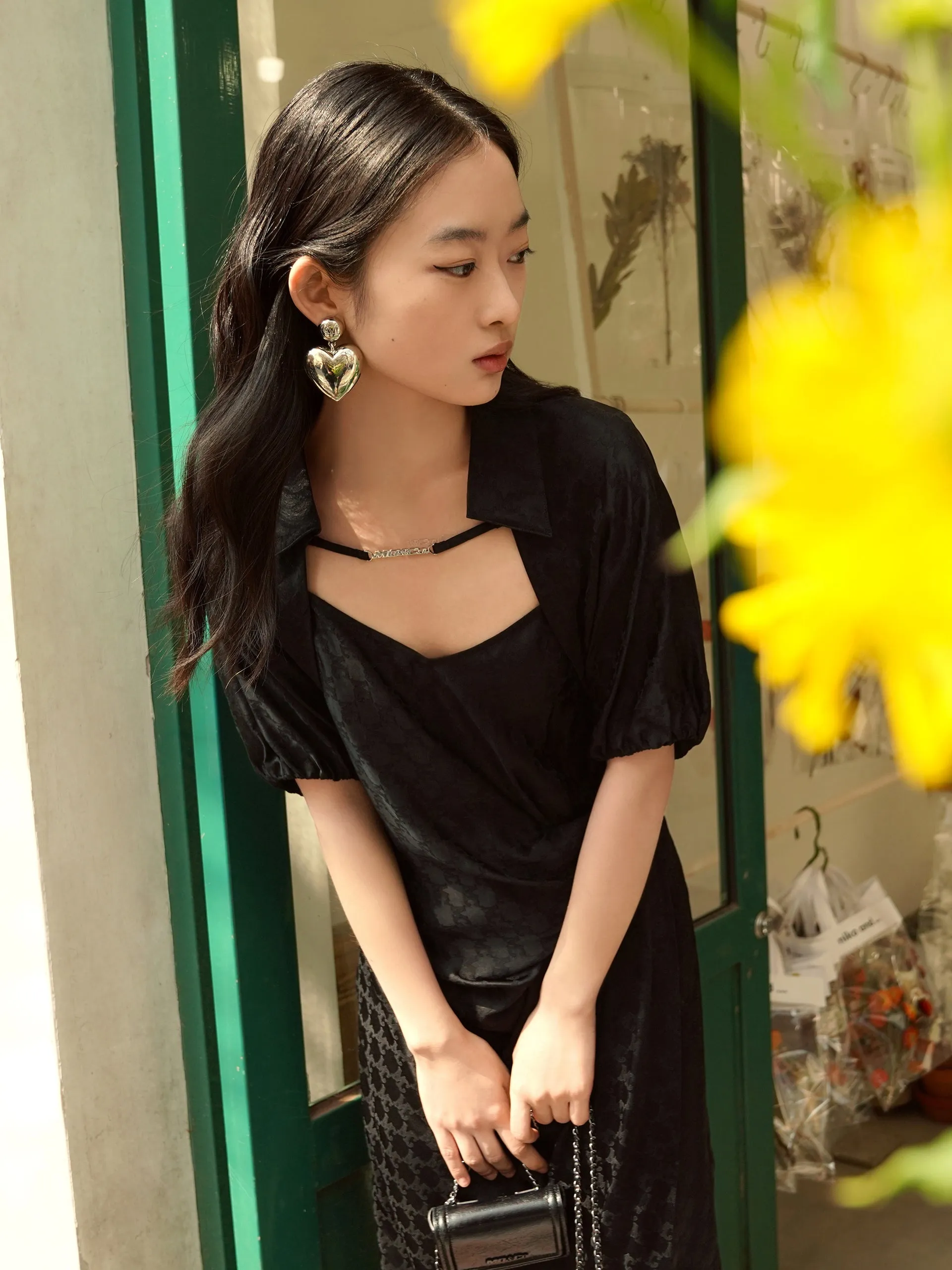 Checked Hem Midi Dress