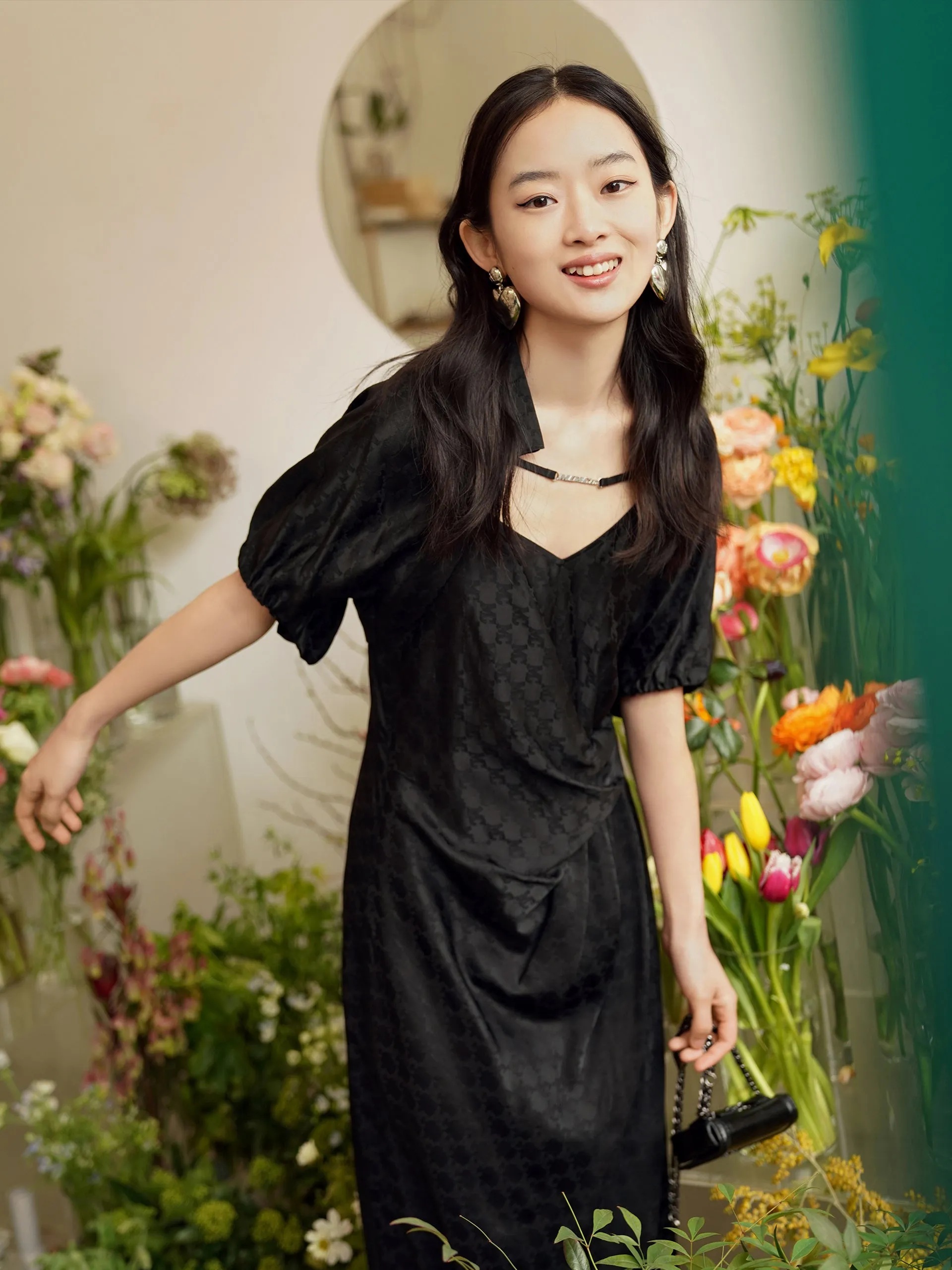 Checked Hem Midi Dress