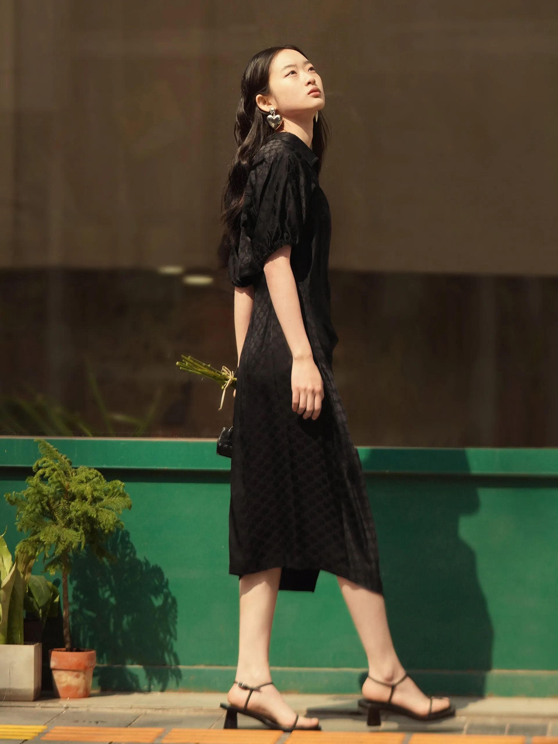 Checked Hem Midi Dress