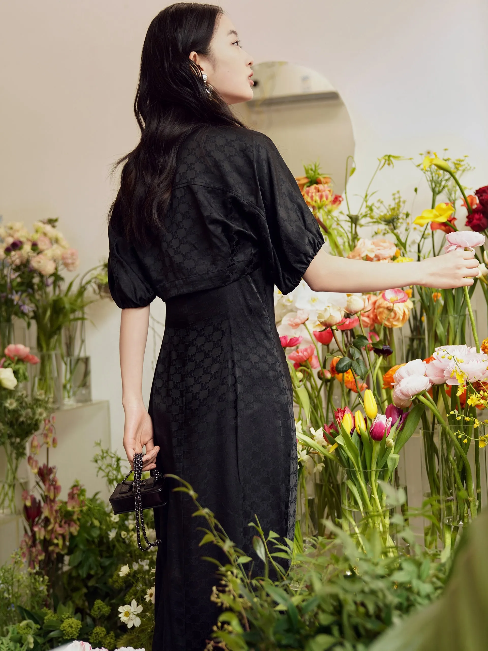 Checked Hem Midi Dress