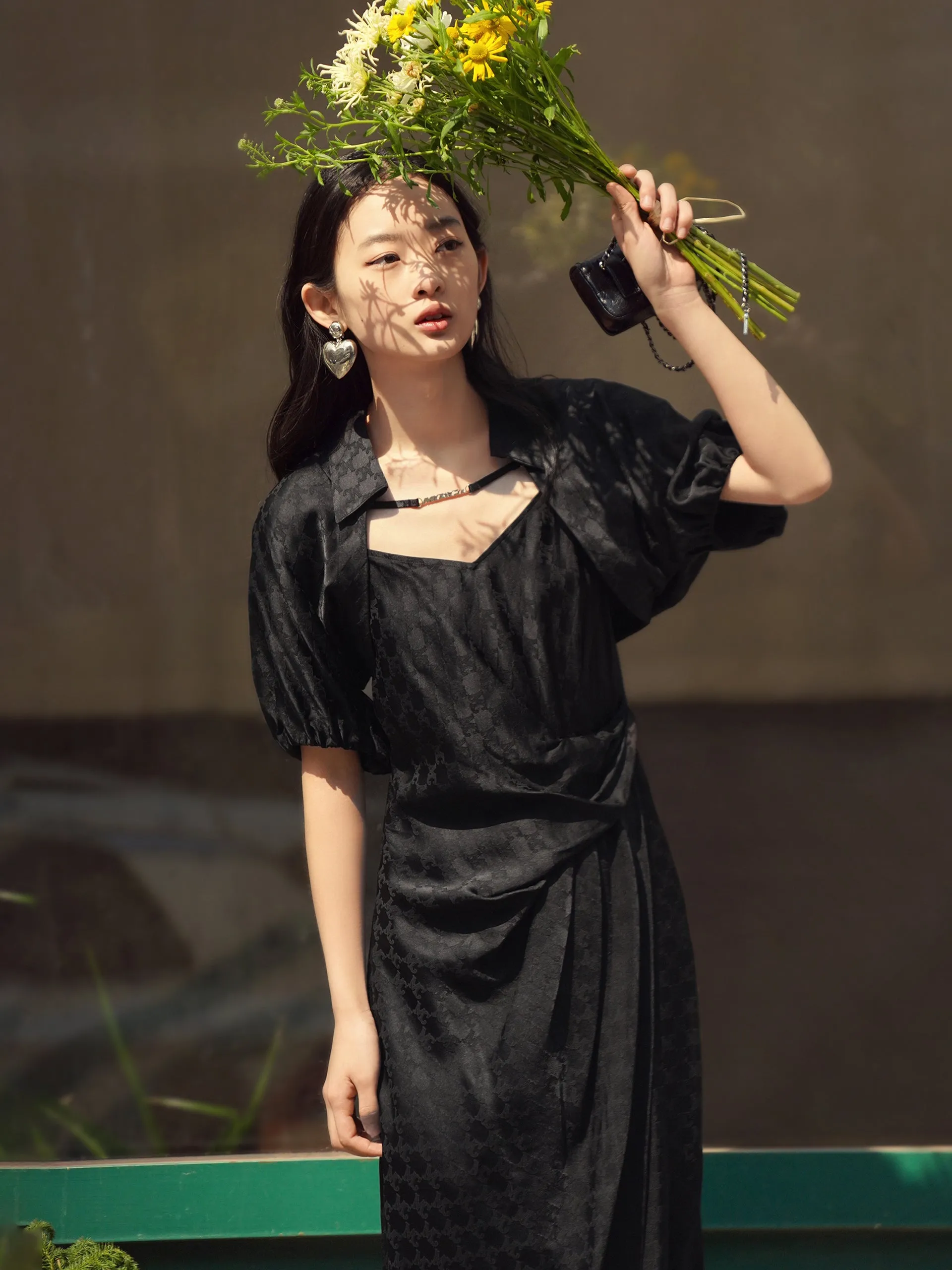 Checked Hem Midi Dress
