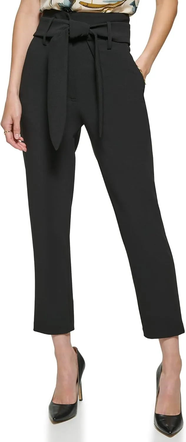 DKNY Women's High Tie Waist Cold Weather Formal Pants