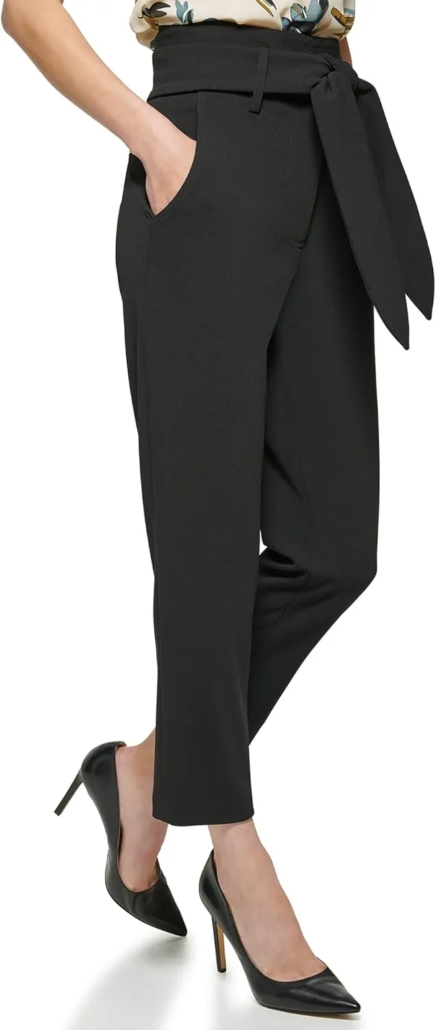 DKNY Women's High Tie Waist Cold Weather Formal Pants