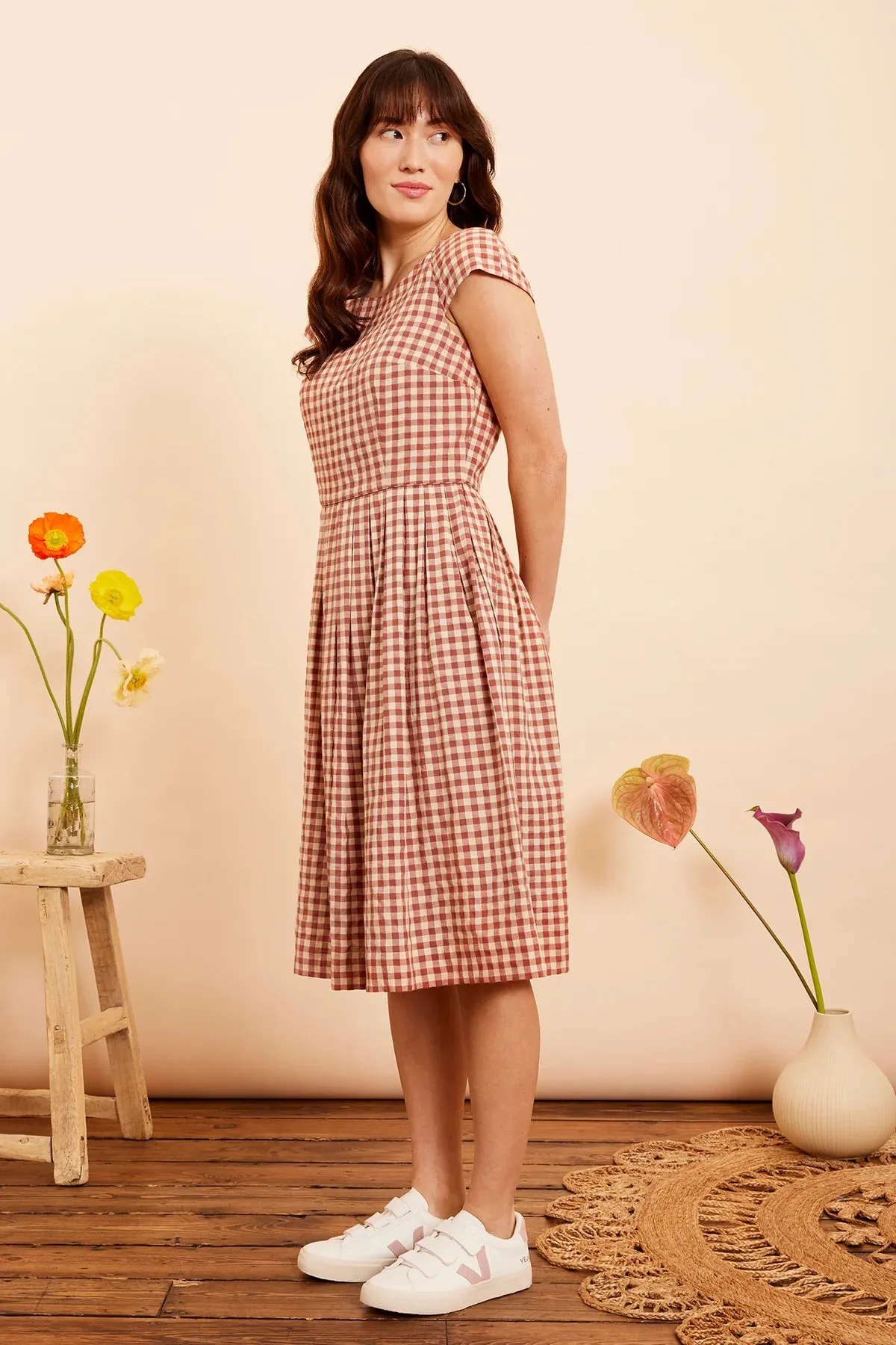 Emily & Fin Claudia Amber Check Dress - LARGE