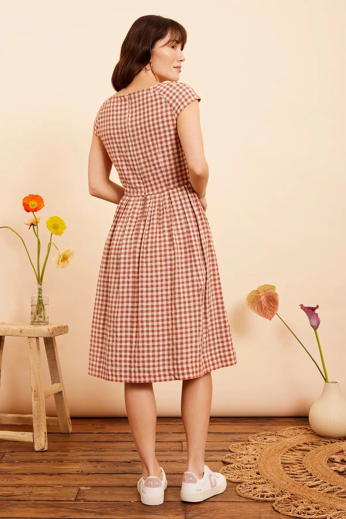 Emily & Fin Claudia Amber Check Dress - LARGE