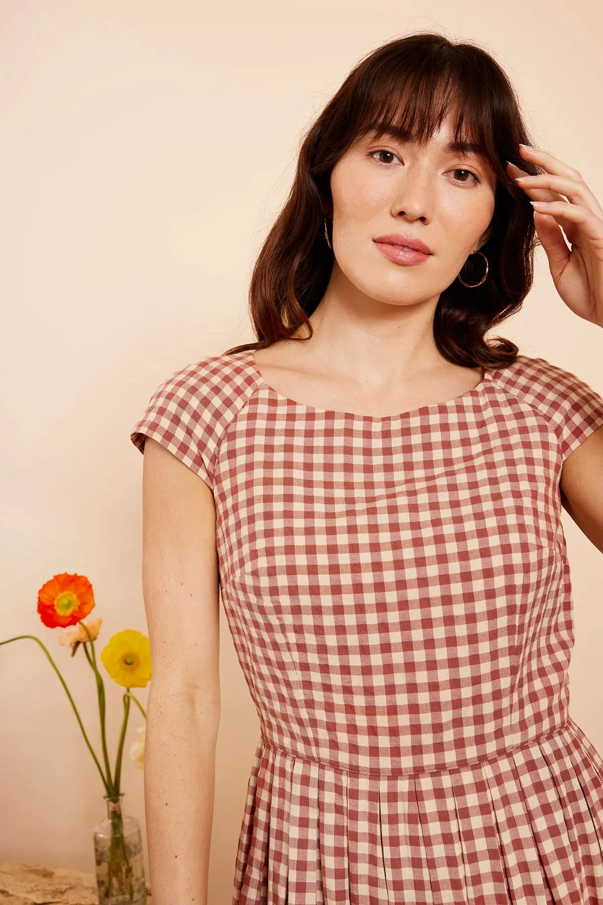 Emily & Fin Claudia Amber Check Dress - LARGE