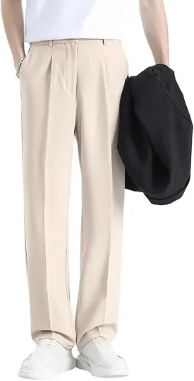 Fleurosta Mens Pants, Ice Silk Thin Summer Straight Drape Casual Suit Trouser