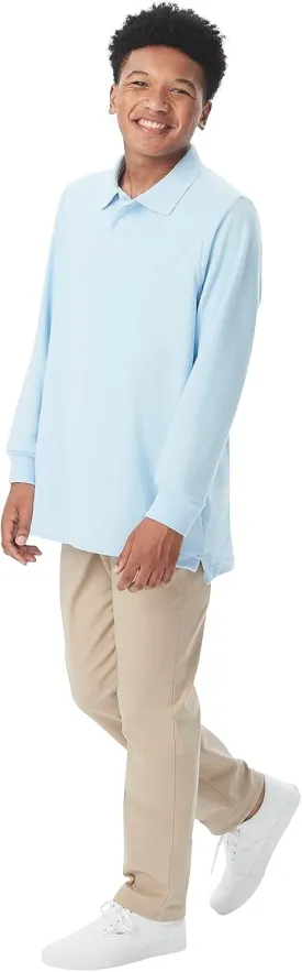French Toast Men's Long Sleeve Cotton Blend Pique Polo Shirt