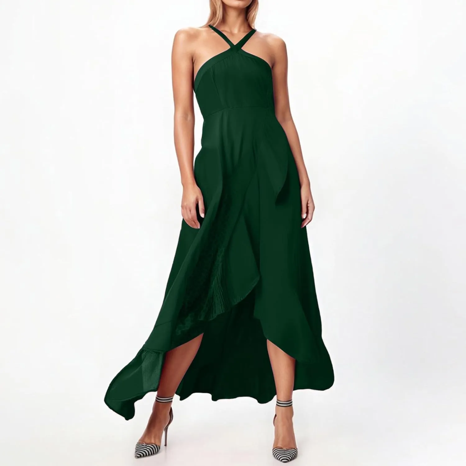 Hawaiian Dresses for Women Plus Size Sleeveless Sundress Casual Loose Plain Long Dresses Summer Vacation Maxi Dress