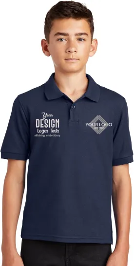 INK STITCH Youth Unisex Kids Y500 Custom Personalized Add Logo Texts Embroidery Silk Touch Polo Shirts