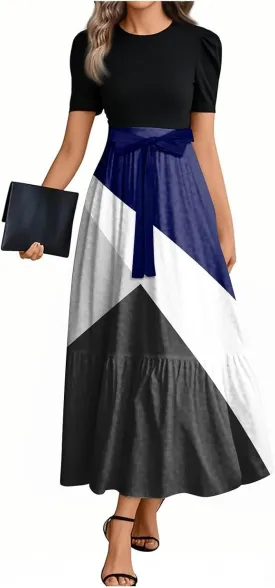 Maxi Dresses for Women 2025 Vacation Short Sleeve Floral Long Dress Spring Fashion Sundress Elegant Teacher Dresses