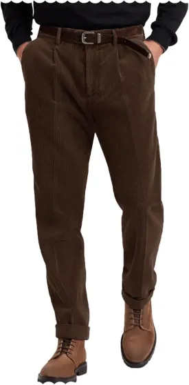 Men's Cotton Corduroy Pant Classic Fit Flat Front Dress Trousers