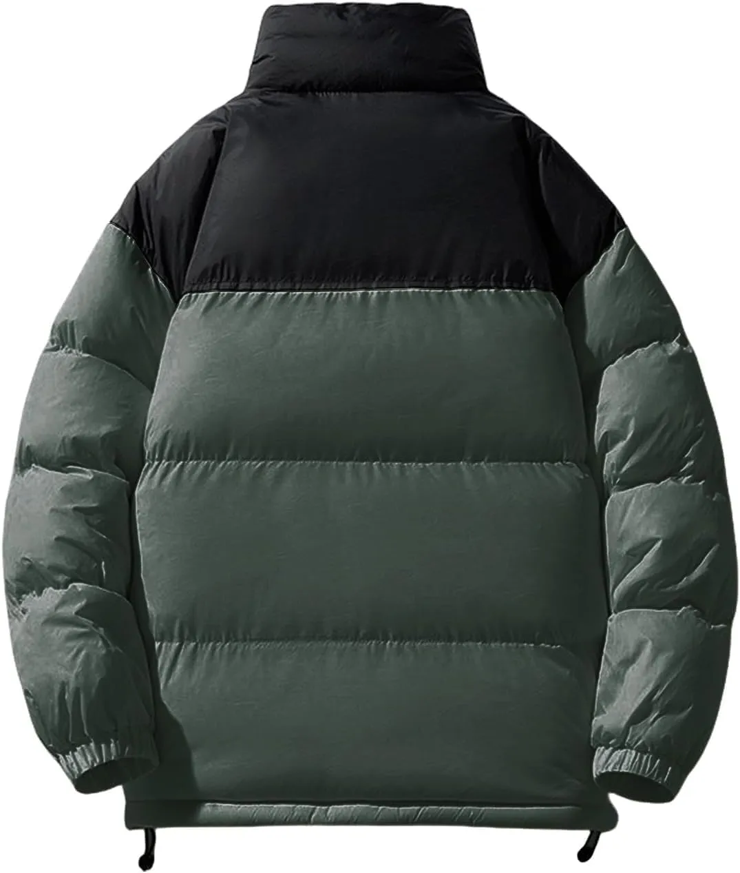 Men's Puffer Jacket Thickened Winter Warm Coat Stand Collar Color Block Zip Up Jacket Ski Bubble Coat Pockets
