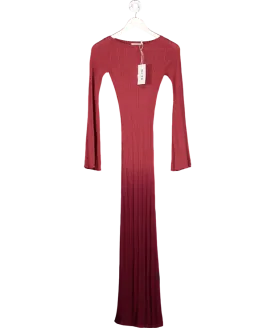 NA-KD Warm Red Knitted Maxi Ombre Dress UK XS