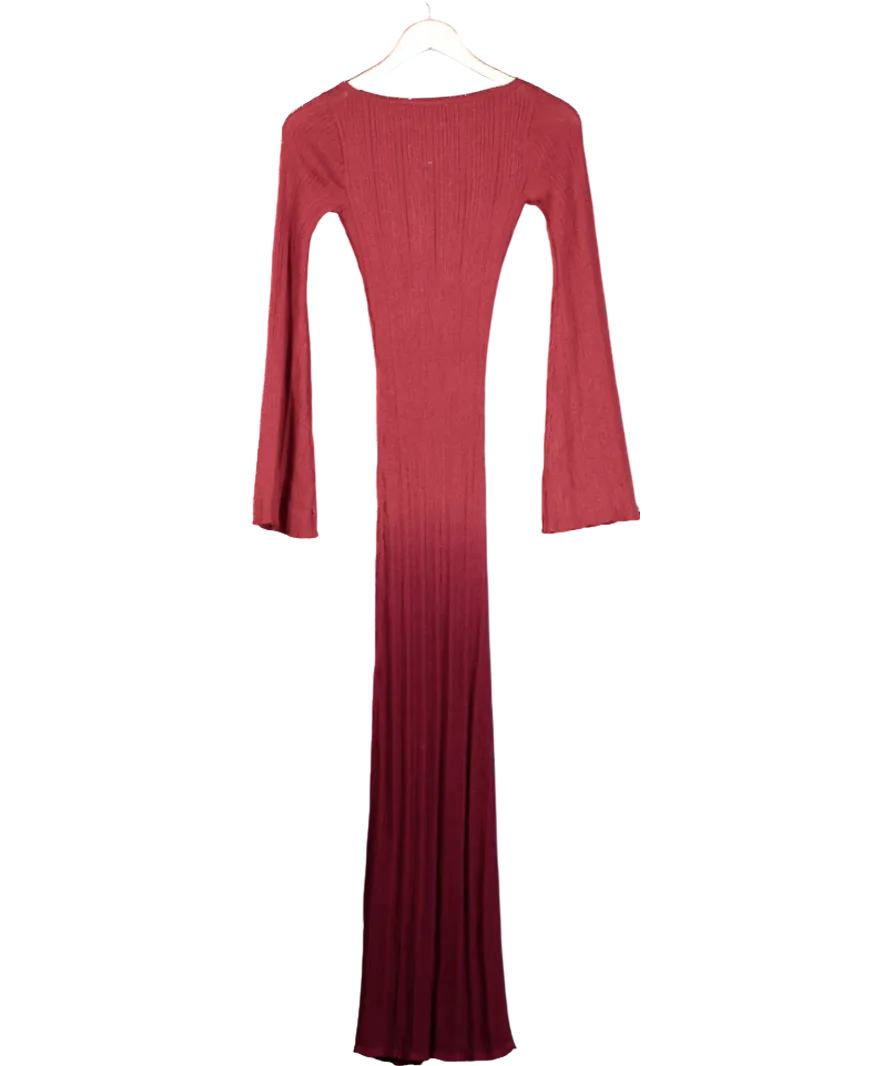 NA-KD Warm Red Knitted Maxi Ombre Dress UK XS