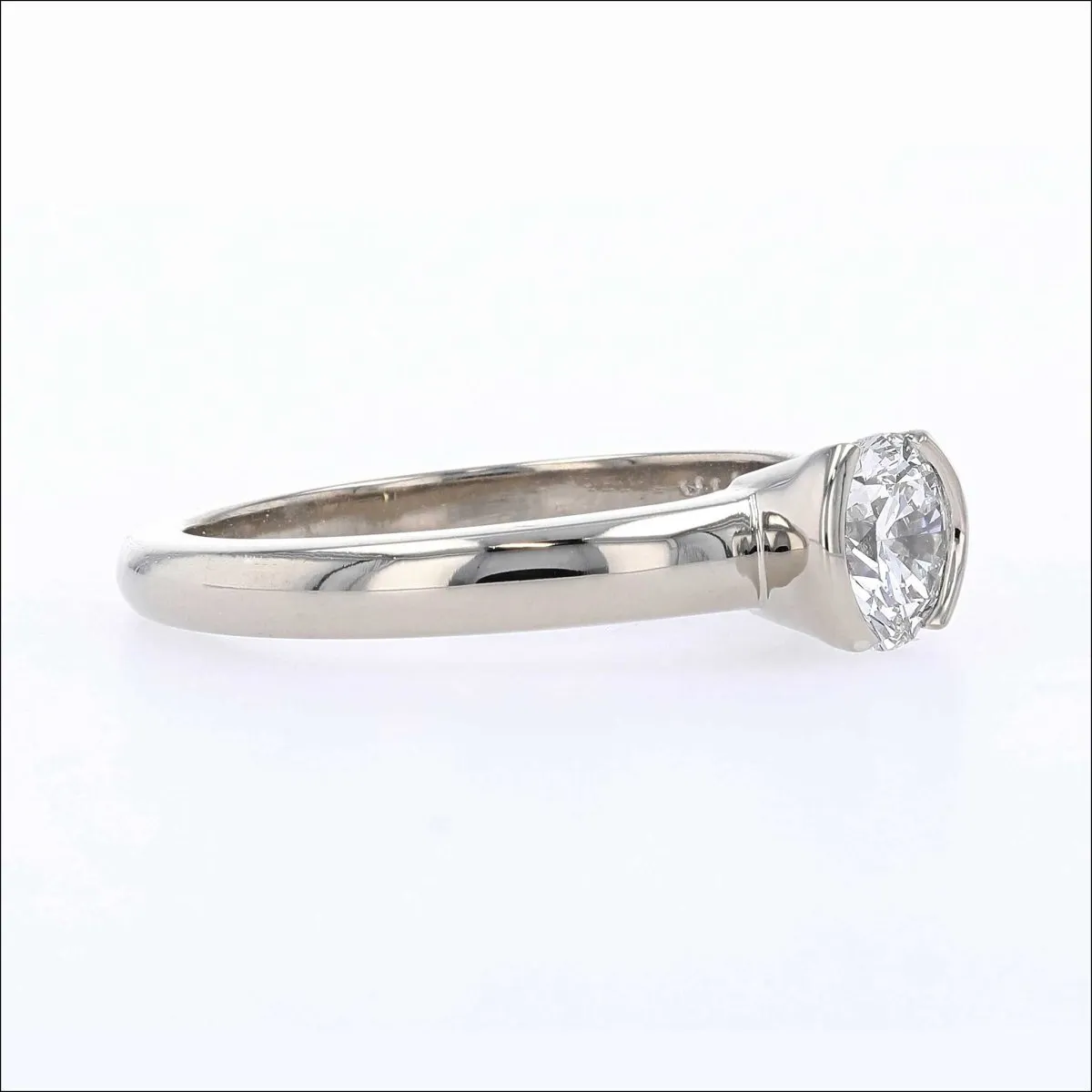 Partial Bezel Diamond Engagement Ring 14KW