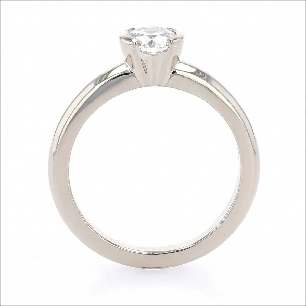 Partial Bezel Diamond Engagement Ring 14KW