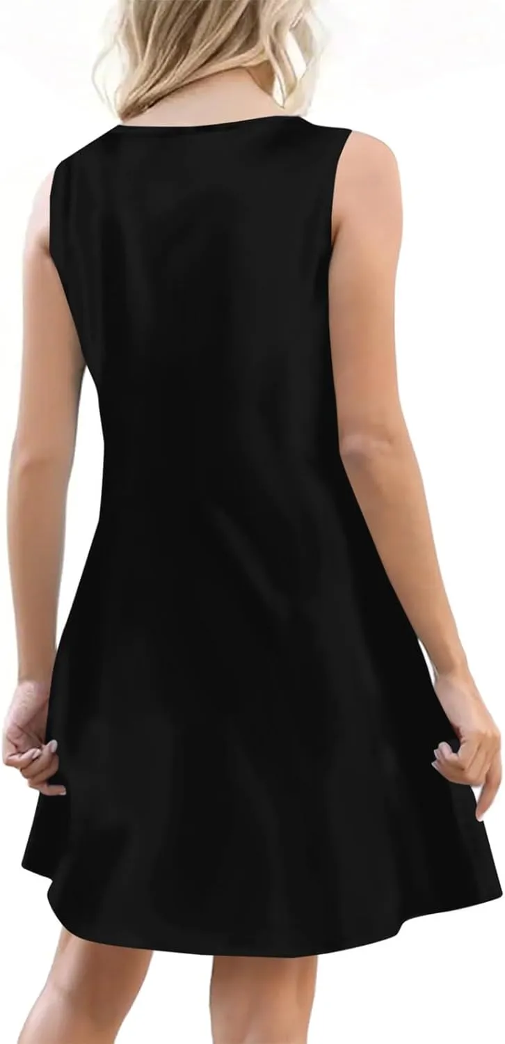 Sundress for Women Sleeveless Tank Dresses 2025 Vacation Plus Size Casual Button V Neck Boho Floral Beach Dress