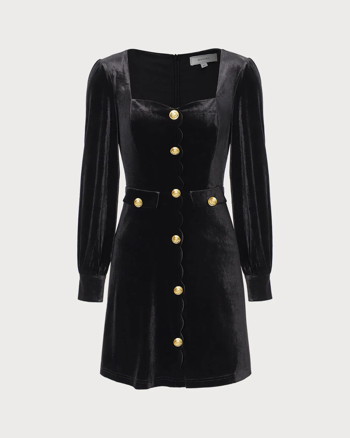 The Black Sweetheart Neck Velvet Mini Dress