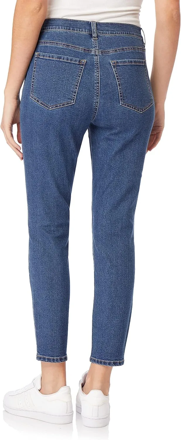 WallFlower Women's Fearless Curvy Ankle Denim Super High-Rise Insta Vintage Juniors Jeans (Standard and Plus)