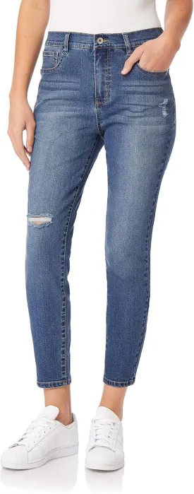 WallFlower Women's Fearless Curvy Ankle Denim Super High-Rise Insta Vintage Juniors Jeans (Standard and Plus)