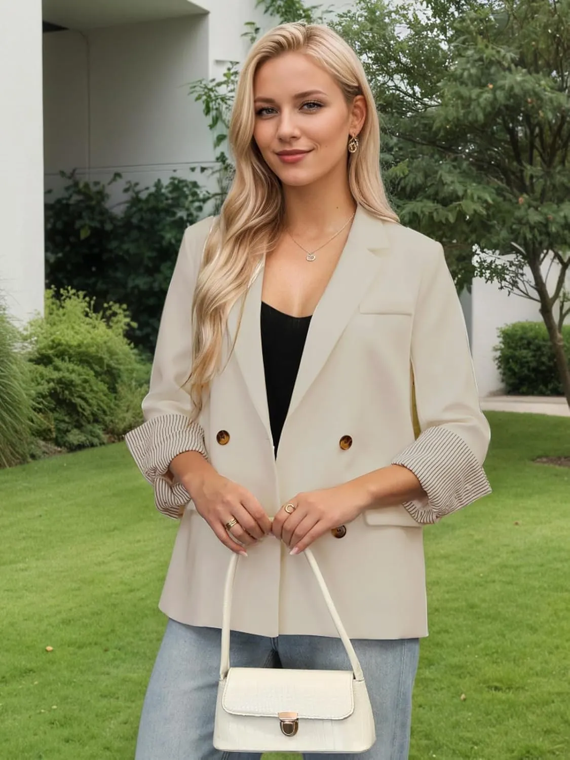 Women's Blazers & Suit Jackets Spring Casual Blazer Open Front Long Sleeve with Pockets Business Work Office 2025