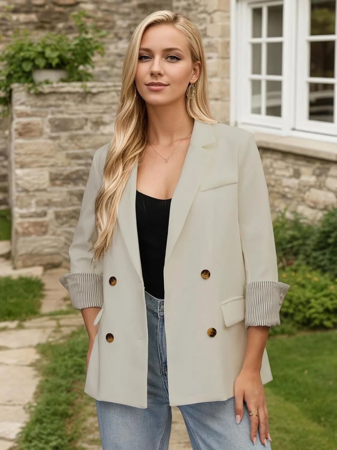 Women's Blazers & Suit Jackets Spring Casual Blazer Open Front Long Sleeve with Pockets Business Work Office 2025