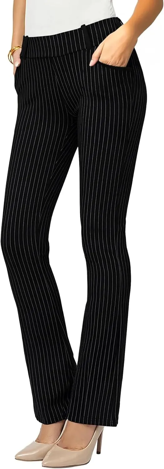 Women's Dress Pants - Wear to Work - Tummy Control Stretch - Pockets & Belt Loops - Bootcut (Available in Plus Size)