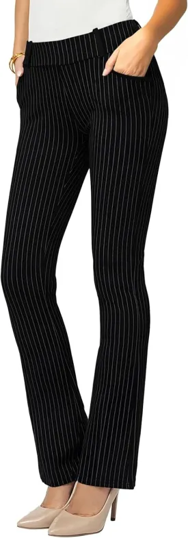 Women's Dress Pants - Wear to Work - Tummy Control Stretch - Pockets & Belt Loops - Bootcut (Available in Plus Size)
