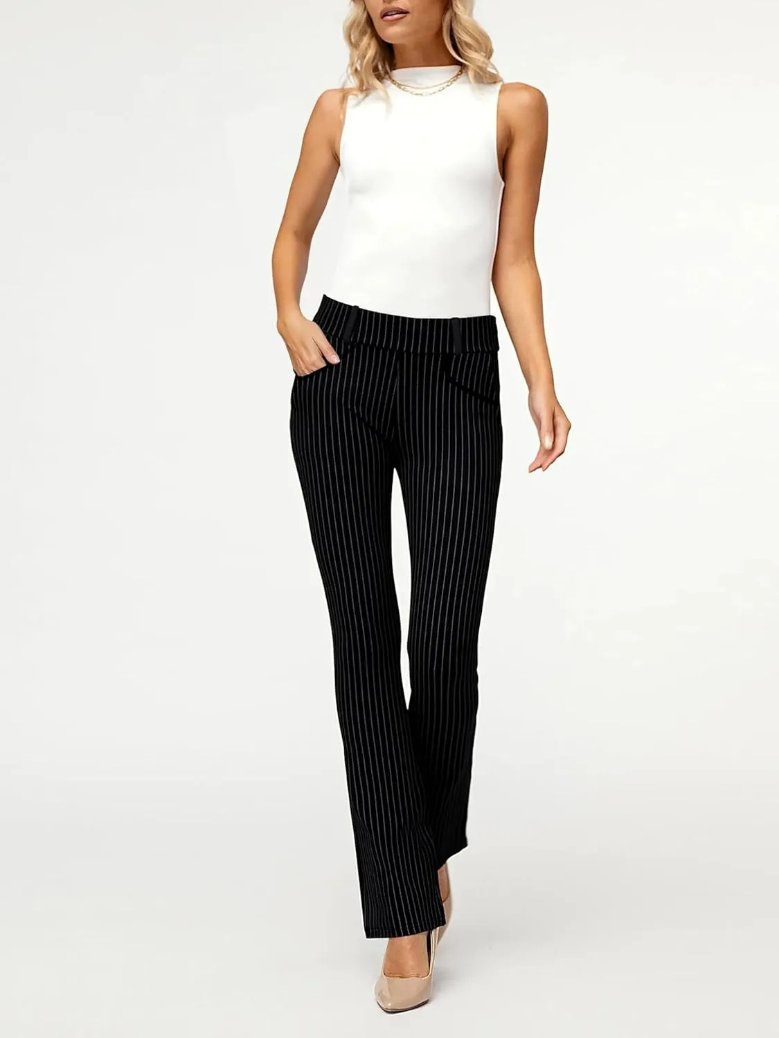 Women's Dress Pants - Wear to Work - Tummy Control Stretch - Pockets & Belt Loops - Bootcut (Available in Plus Size)