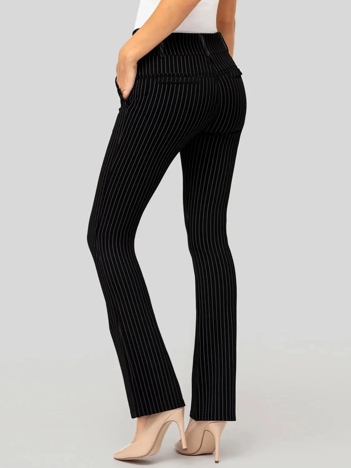 Women's Dress Pants - Wear to Work - Tummy Control Stretch - Pockets & Belt Loops - Bootcut (Available in Plus Size)